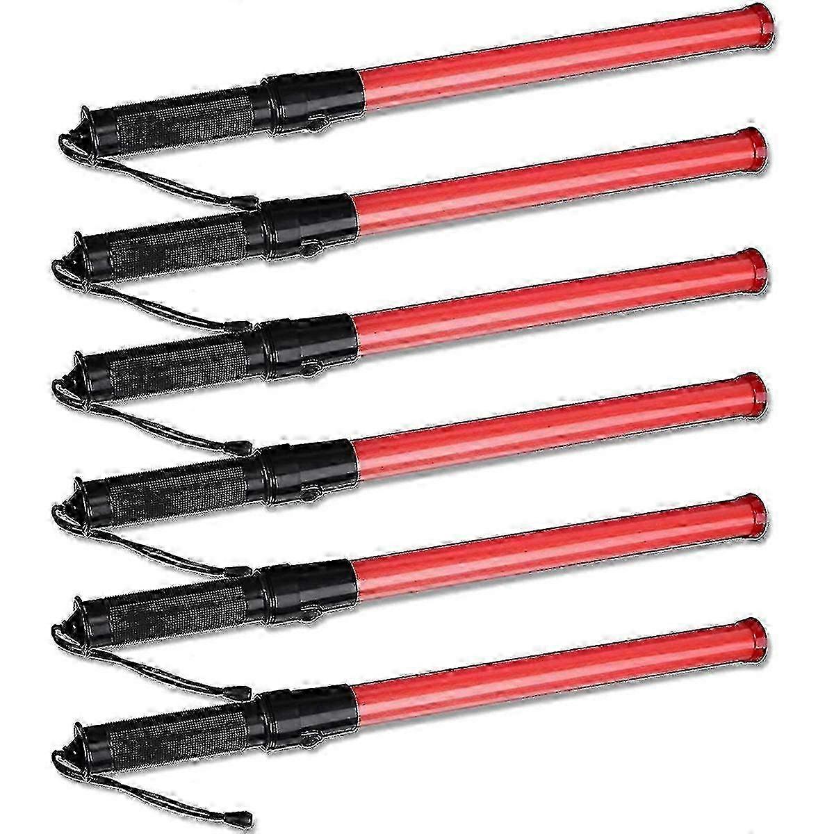 6 Pieces 41cm Signal Traffic Wand Safety Traffic Wand Lighted LED Traffic with 2 Flashing Patterns