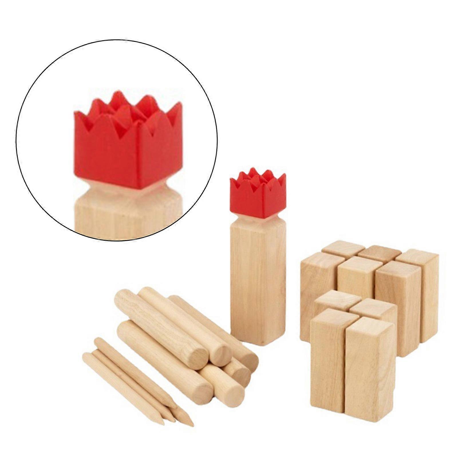 Wood Kubb Game Set for Outdoor Fun Elevates Family and Friend Gatherings with Chess Lawn Game with Carrying Case Multicolor