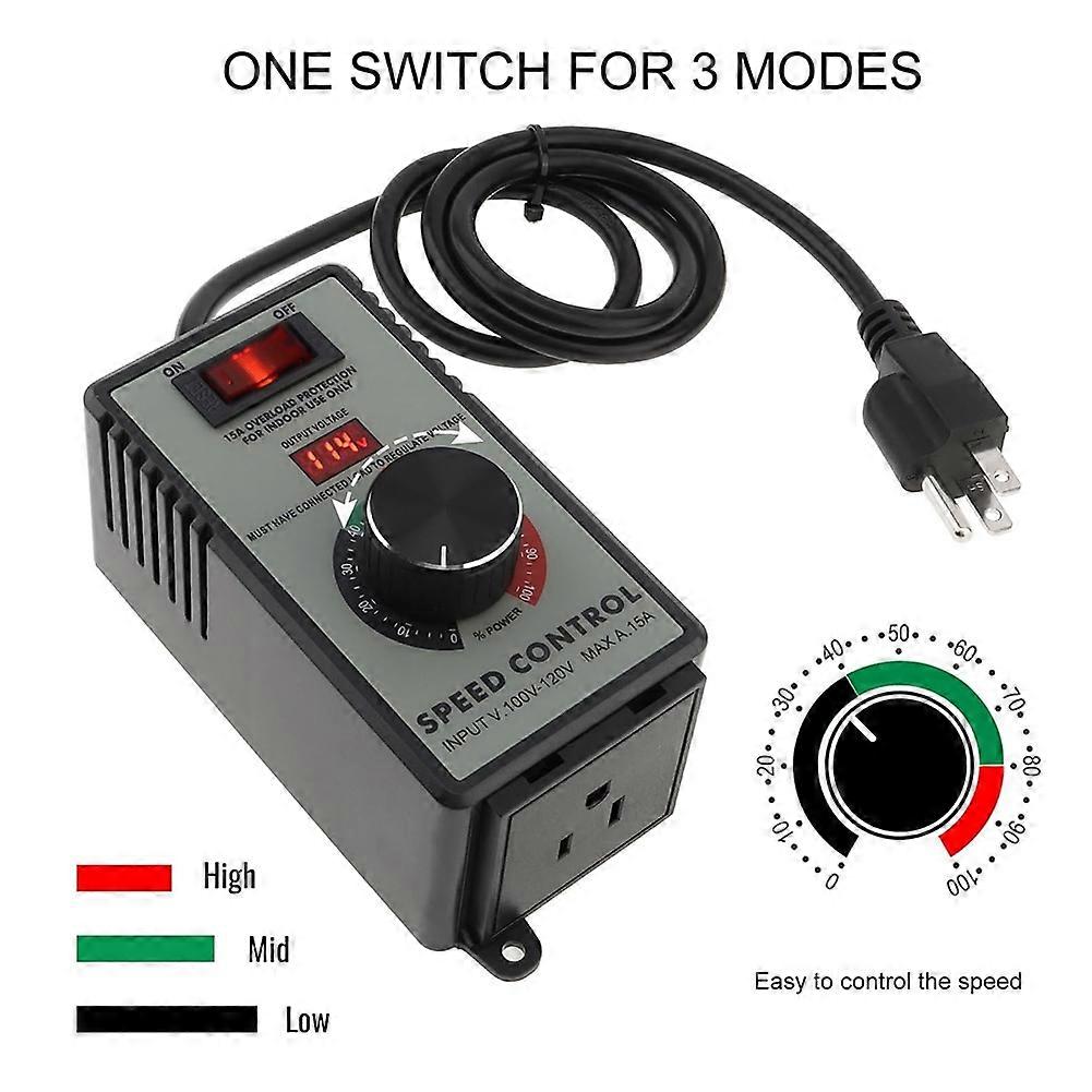 AC Motor Speed Controller Variable Speed Controller Fan Speed Controller for Motor Overload Protection US Plug