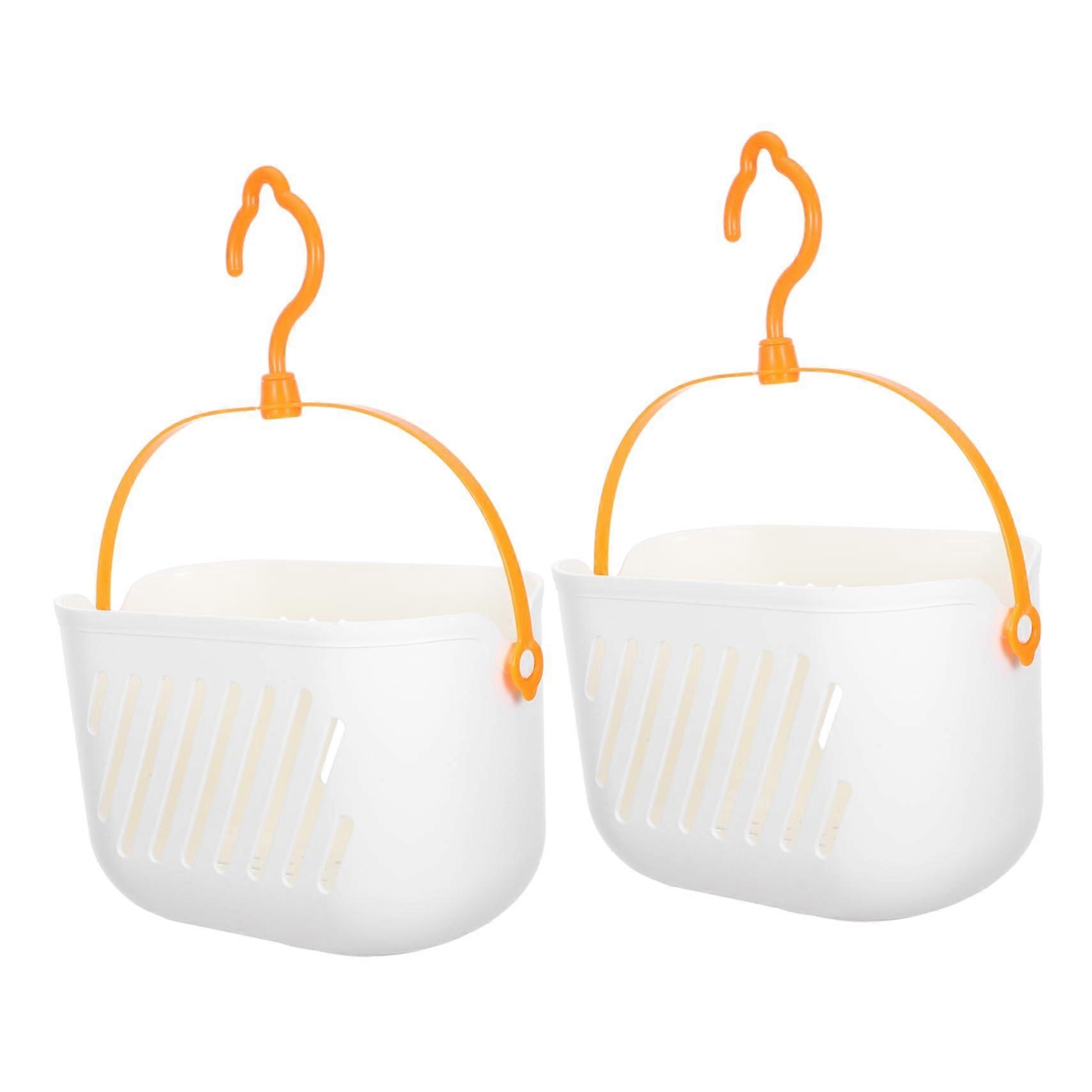2 Pack Plastic Shower Caddy Basket with Hooks Hanging Storage Organizer for Bathroom Dorm Toilet