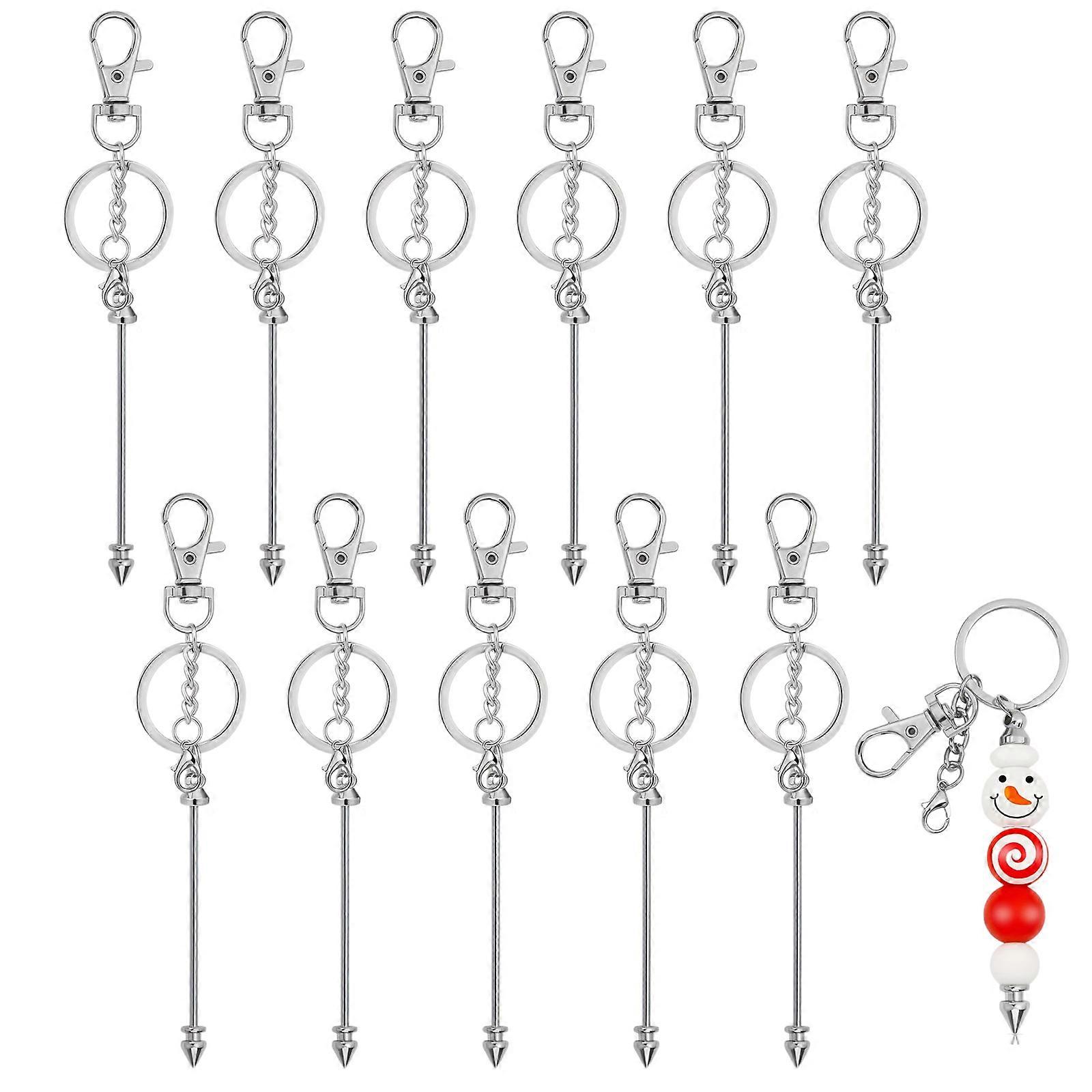 Set of 12 Metal Lobster Claw Clasps with Blank Bead Chain Key Chain Component Keyring Accessories Jewelry Making Kit Multicolor