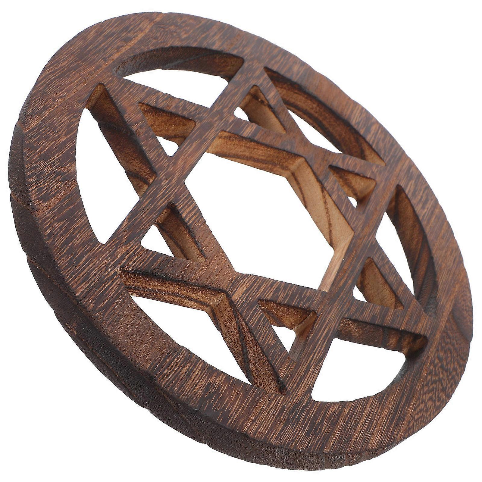 Five-Pointed Star Pentagram Wooden Altar Tile for Ritual Use