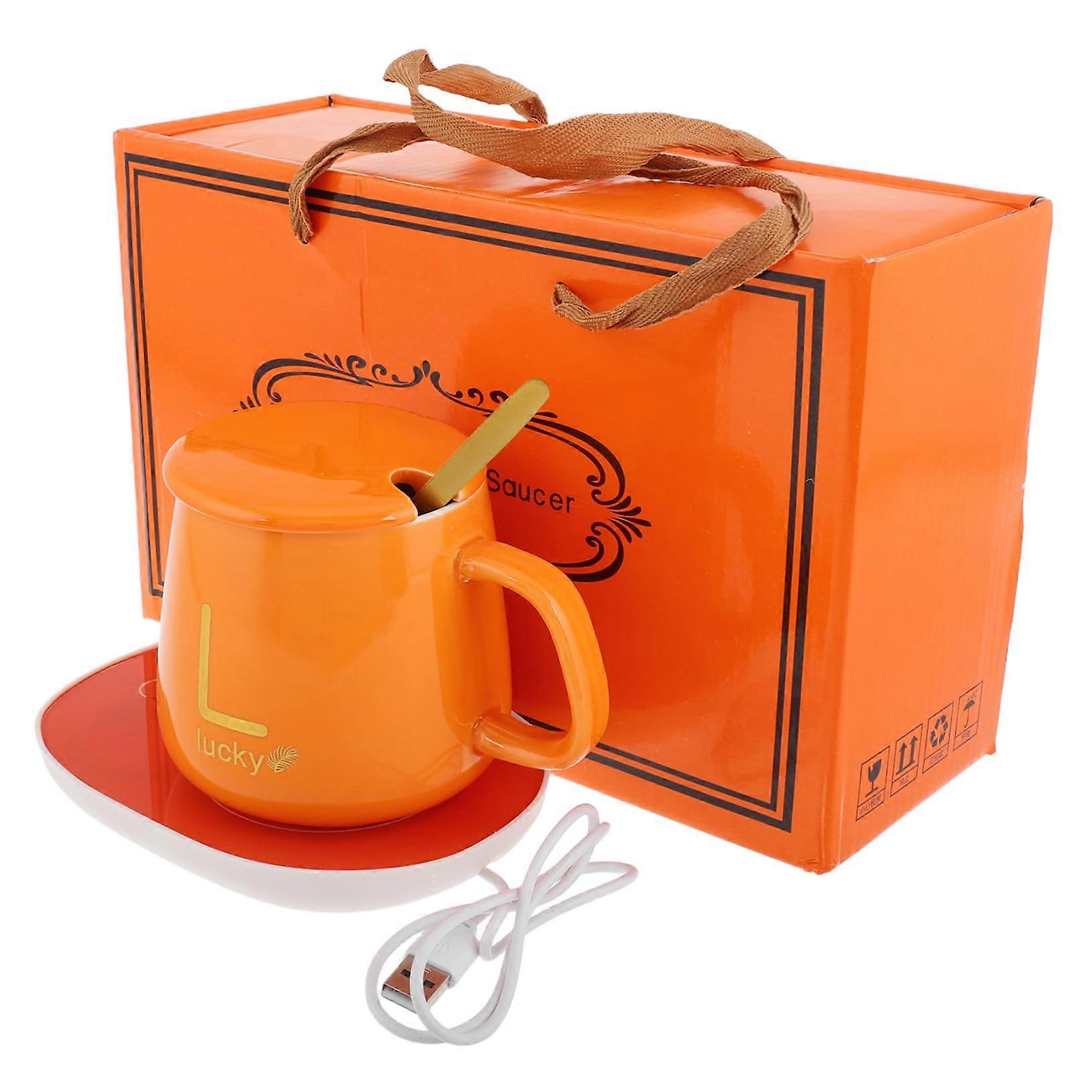 USB Mug Warmer with Auto Shut Off, Quick Heating Ceramic Cup for Coffee, Tea, Home or Office