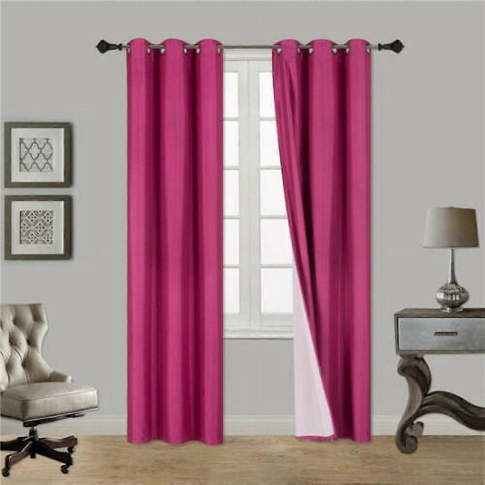 SAMIMPORT-2011 Classic Hot Pink Solid Print Blackout Curtains, 35 x 84 In