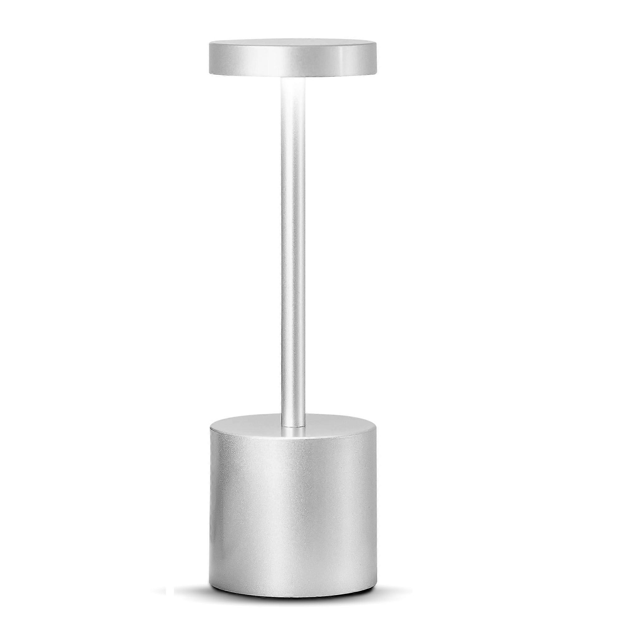 Cordless Dimmable LED Table Lamp with Touch Control, 3 Color Modes, Rechargeable for Indoor Outdoor Use – Silver