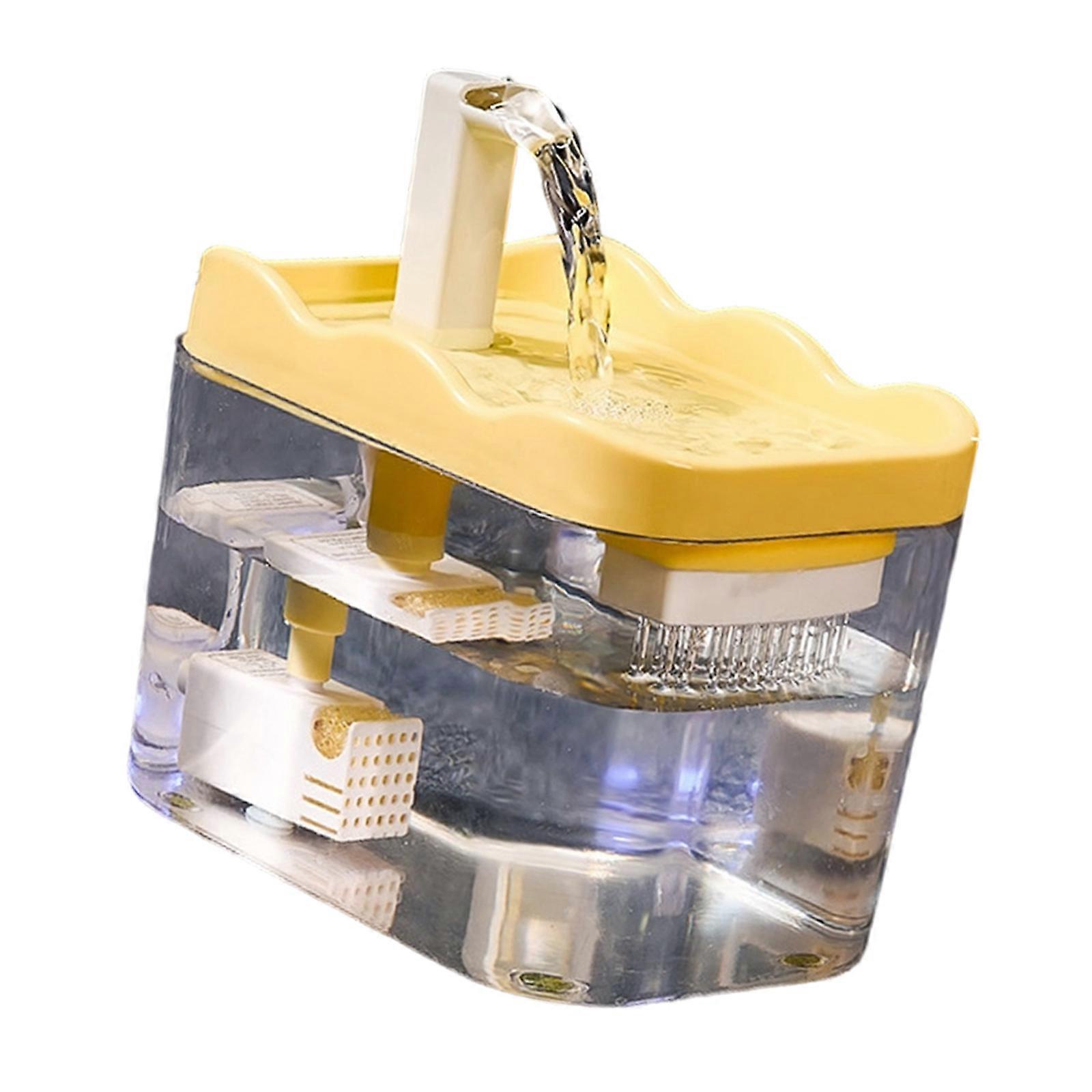 Quiet Operations Pet Water Fountain Automatic Circulating Waterer with Filtration System Watering Supply Large Capacity  Creamy yellow