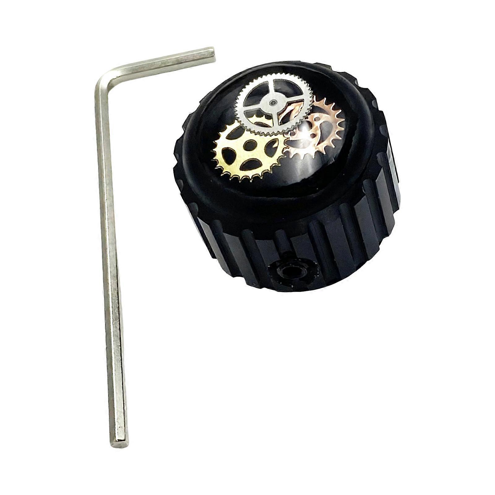 1Pc Metal Gear Knobs with Hole Electric Bass Guitar Volumes Tone Control Knobs Potentiometer Knobs Guitar Bass Part  Black