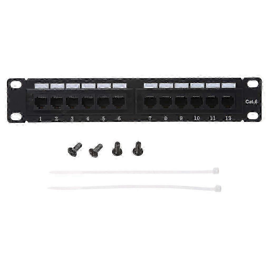 CAT6 Ethernet Patch Panel 12-Port for Wall or Rack Mounting