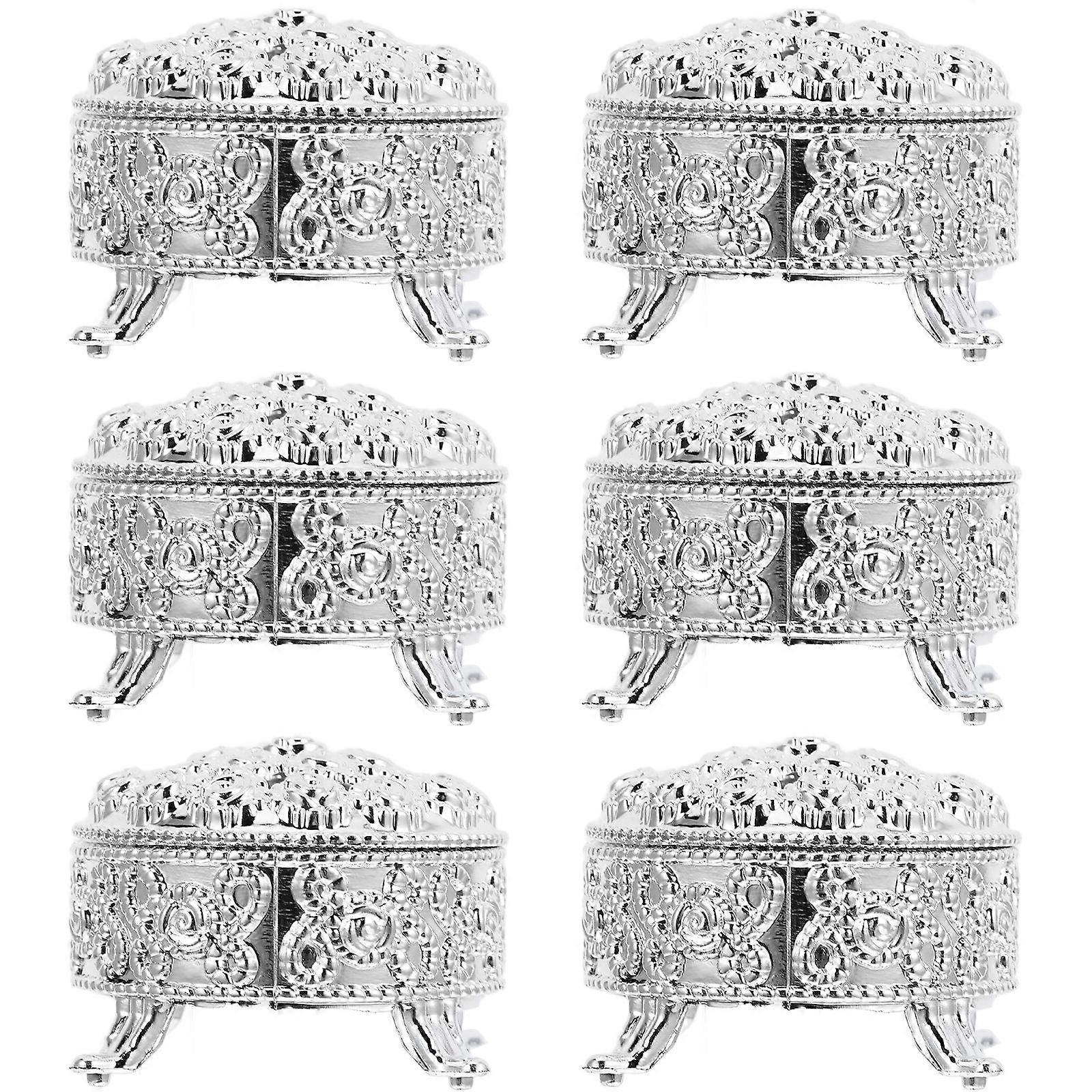 Candy Jars 6Pcs Silver Embossed Candy Boxes for Wedding Favors