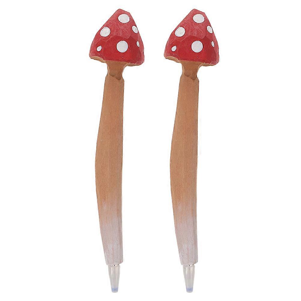 Wooden Red Mushroom Ballpoint Pen 2Pcs for Experience
