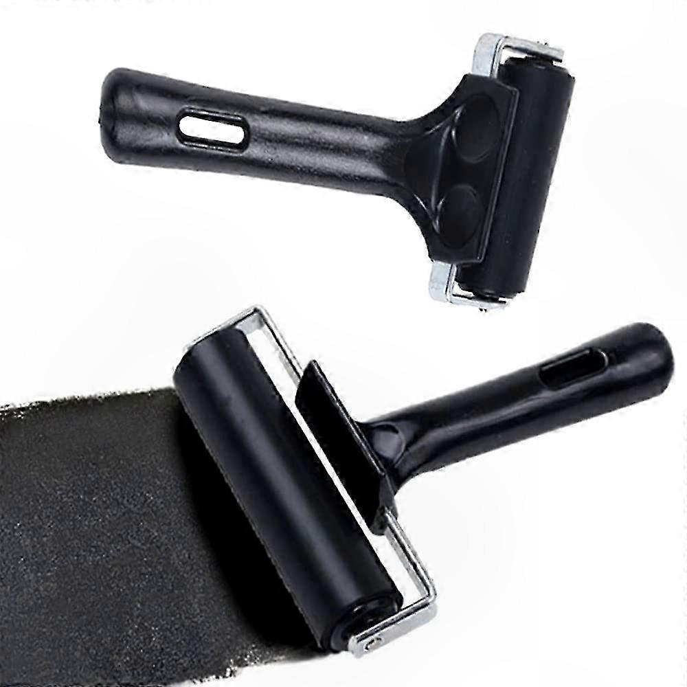 Hard Rubber Brayer Rollers, 2-Pack with Handles for Block Printing, 6 cm and 10 cm Lino Rollers