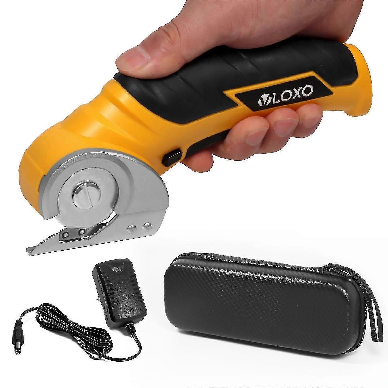 Vloxo Wireless Cardboard Cutter with Security Lock and Electric Scissors for Fabric Cutting and Rotating Precision