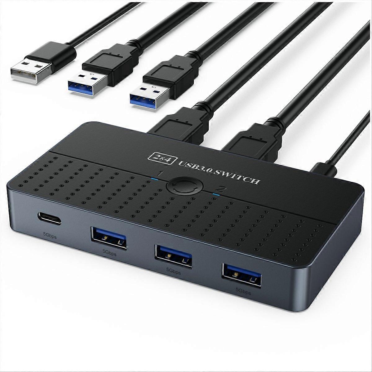 USB3.0 Computers Sharing Switch Box 2 in 4 Out KVM 2x4 USB 3.0