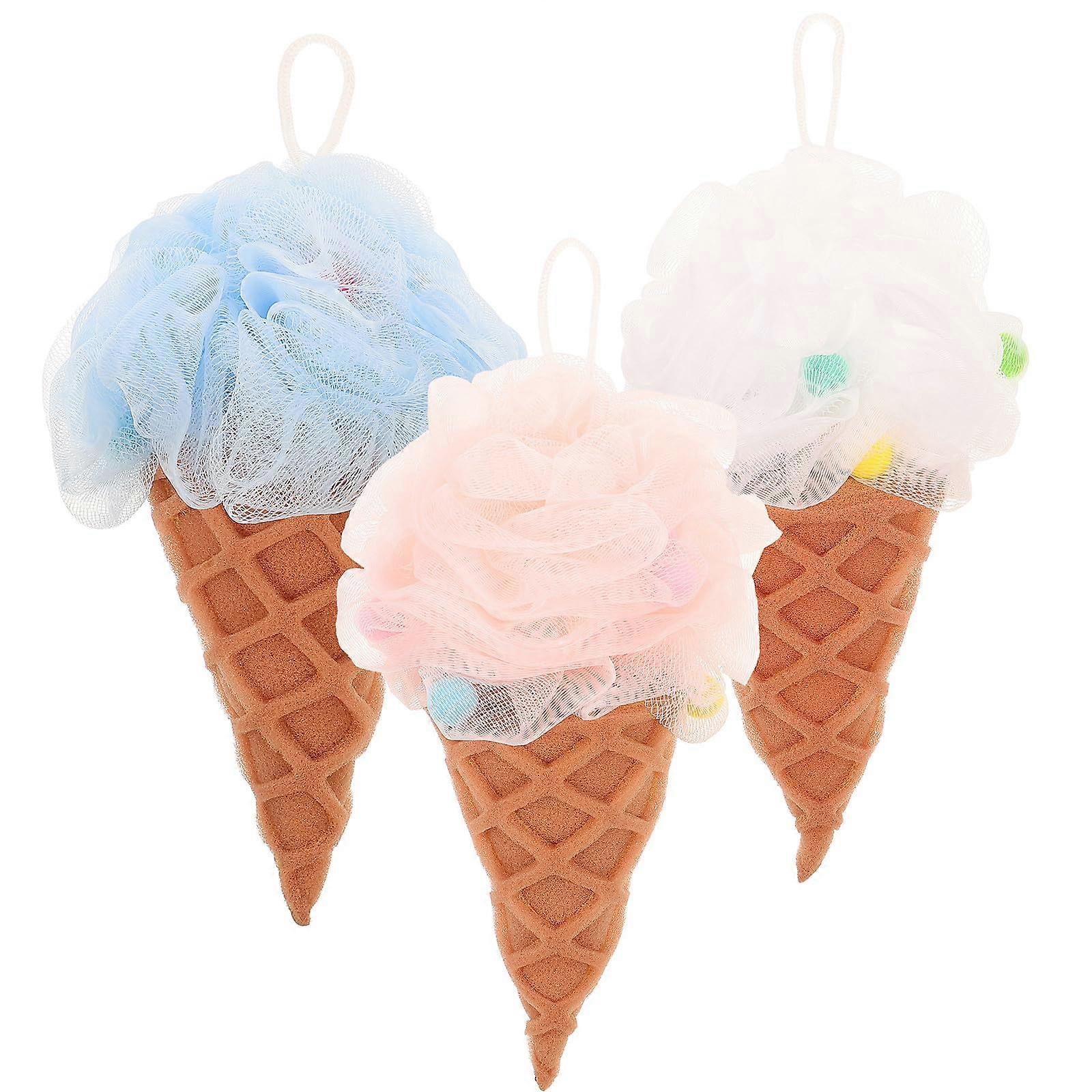 3pcs Exfoliating Bath Sponge Set with Soft Mesh Shower Pouf for Gentle SkinFriendly Cleaning