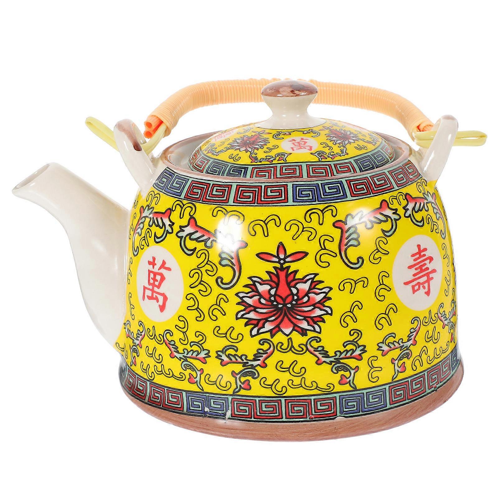 Chinese Style Teapot Ceramic for Brewing Tea with Handle