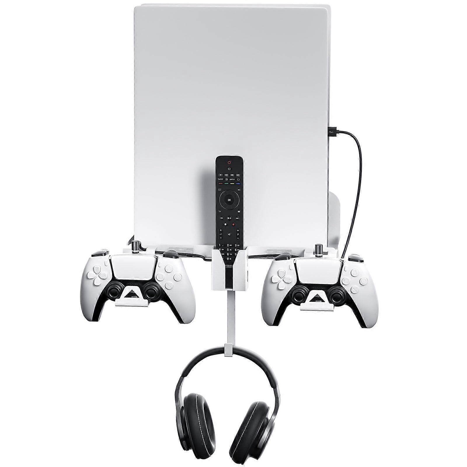 Wall Mount Bracket with Controller Holder and Headphone Hanger for PS5 Disc and Digital Edition