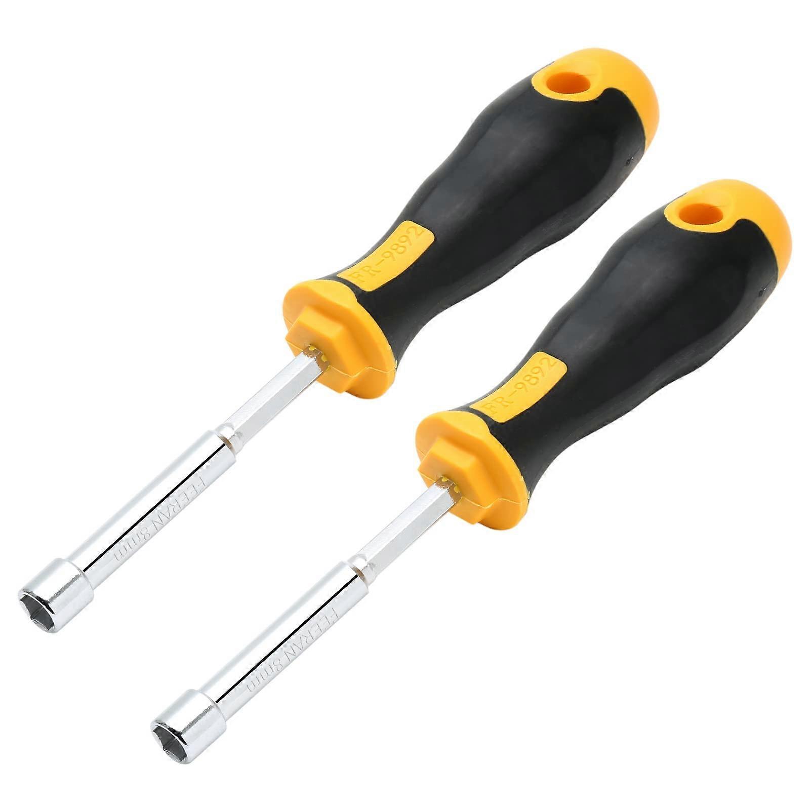 2Pcs 8mm Socket Wrench Screwdriver Set  Carbon Steel Hex Nut Driver with NonSlip Grip for DIY