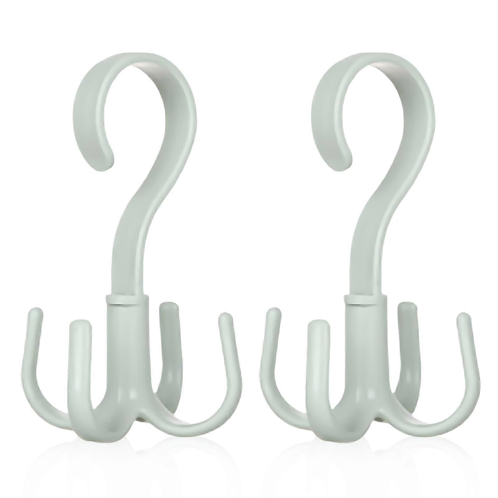 2PCS Rotating Closet Organizer with 4 Claws, 360° SpaceSaving Handbag Scarf Belt Hanger Green