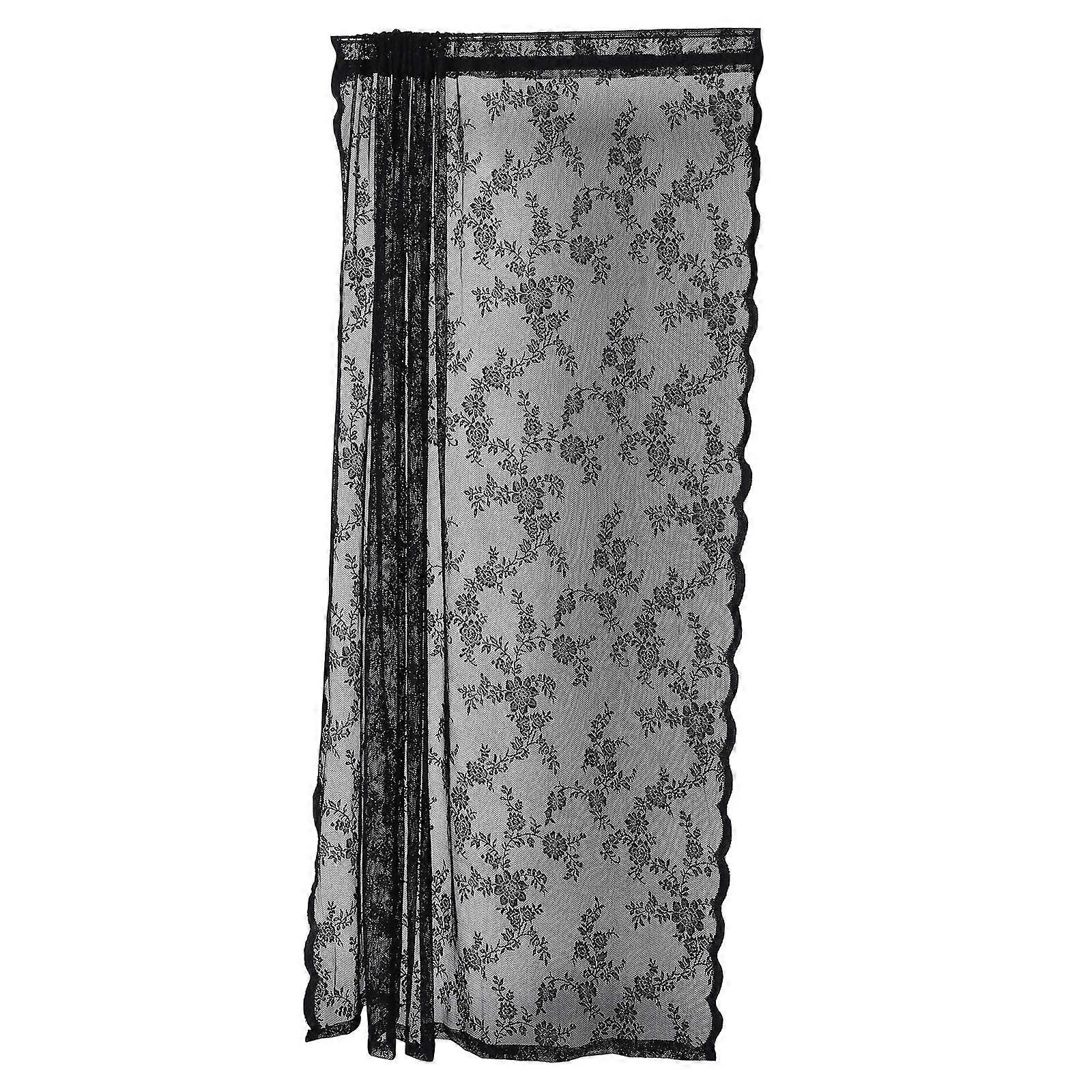 Sheer Black Grommet Curtains Sunlight Filtering 70.7x56.9 Inch Rectangular For Interior Designers 1Pack