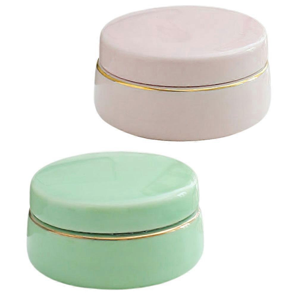 Tea Leaf Canister Mini Ceramic Portable Storage 2Pcs Container for Storage
