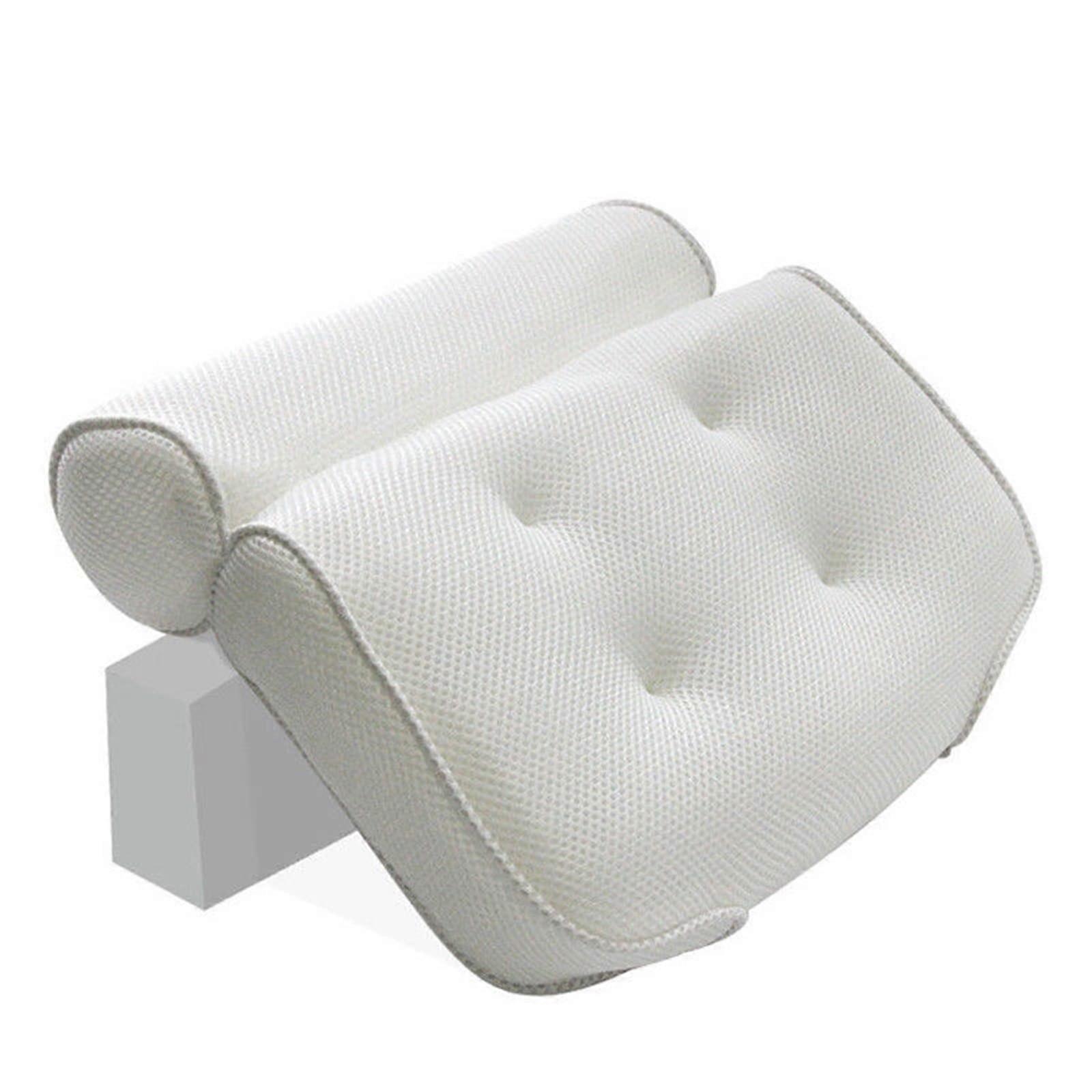 Bath Pillow with Ergonomic Neck Back Support, Quick Dry Breathable Fabric, NonSlip Suction Cups