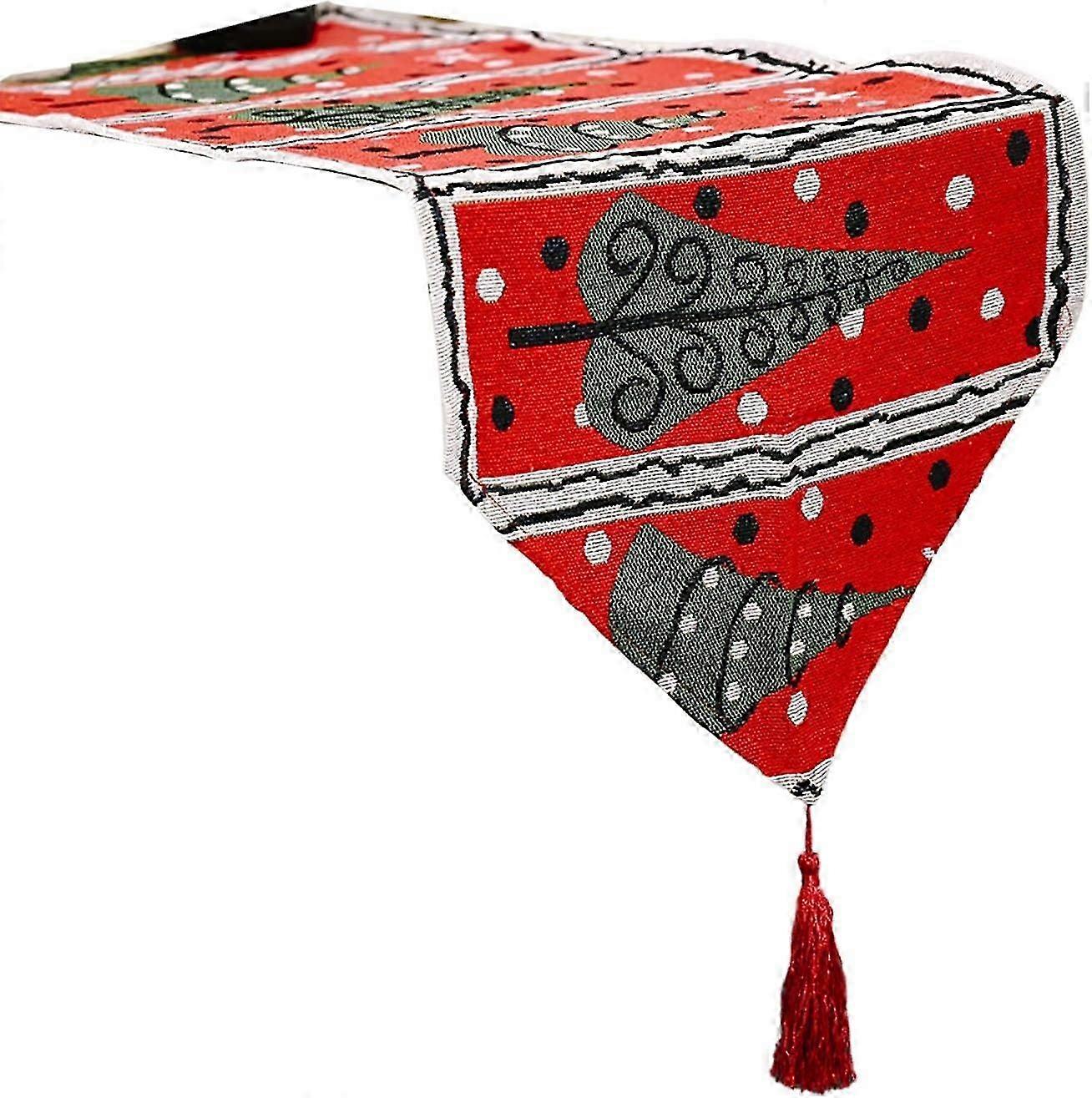 Christmas Table Runner, Washable Cotton Linen Tablecloth Table Decoration, Christmas Dinner