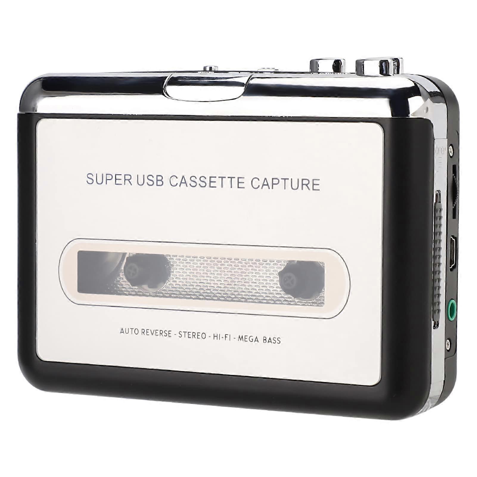 USB Cassette Player with Cassette to MP3 Conversion, Handheld Design, Battery or USB Powered
