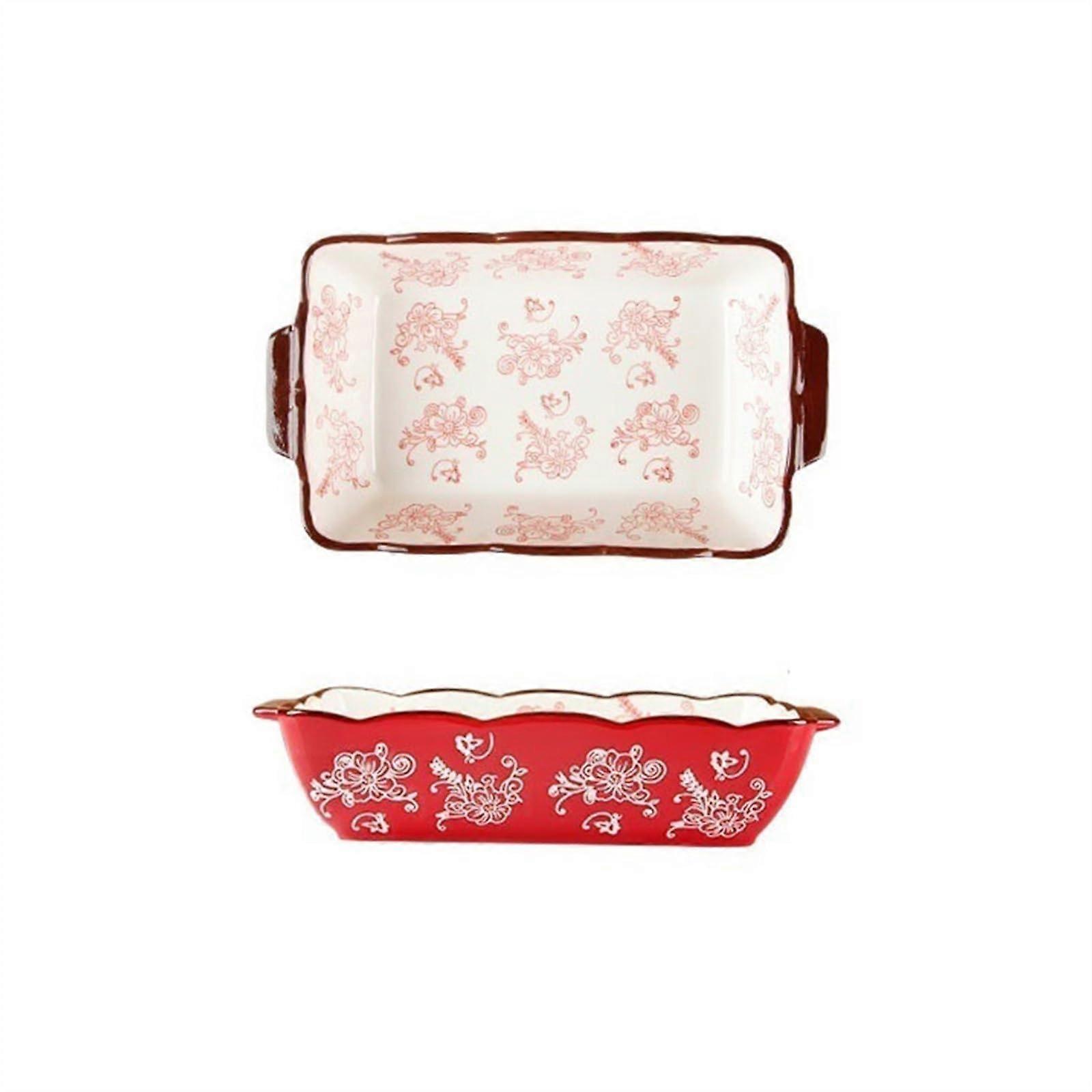 Ceramic Baking Dish 500ml Rectangular with Handles, Oven Safe Tray for Cheese and Home Cooking