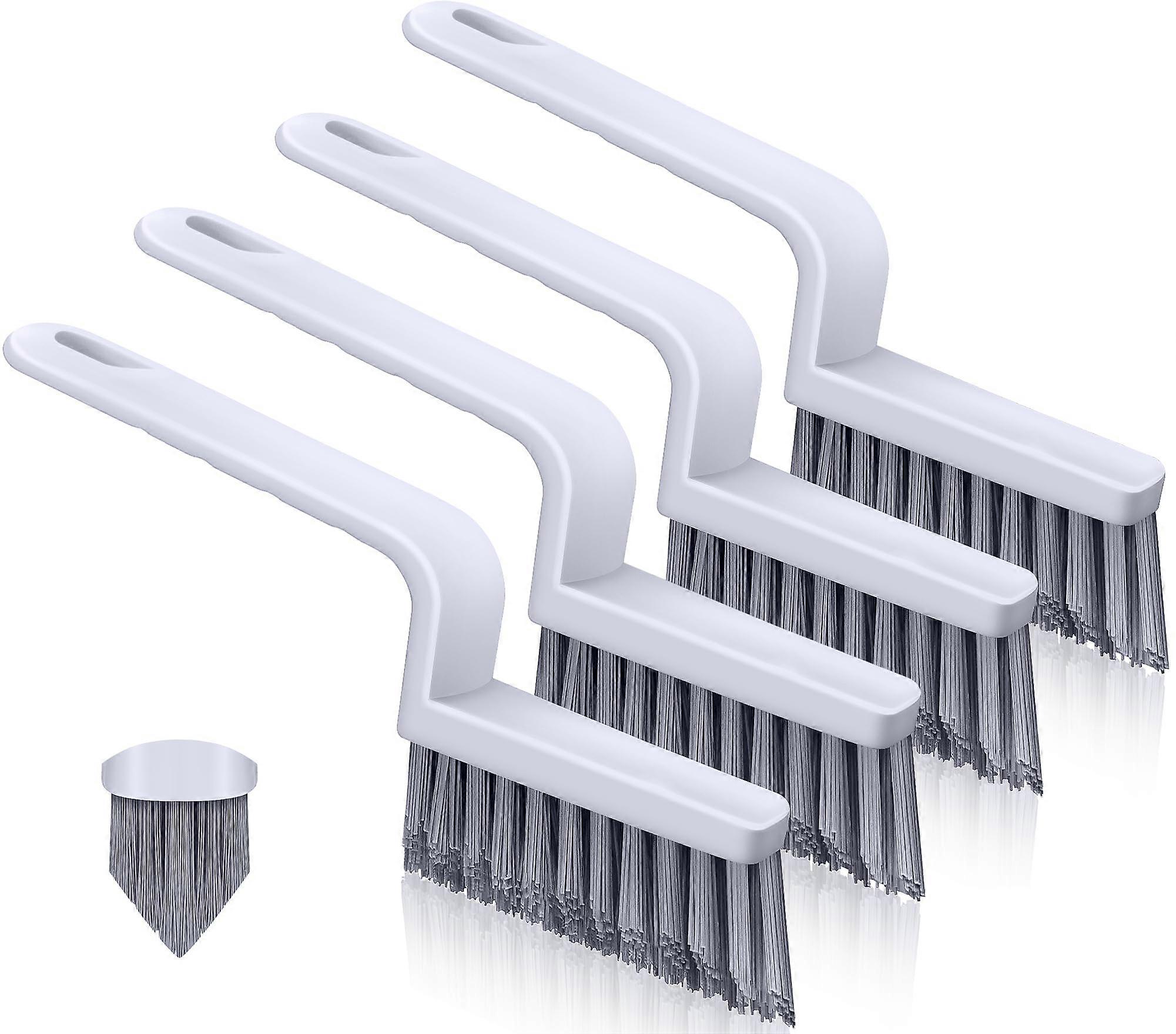 Grout Brush with VShape Hard Bristles for Deep Tile Grout Cleaning, Long Handle, Black, 4 Pack
