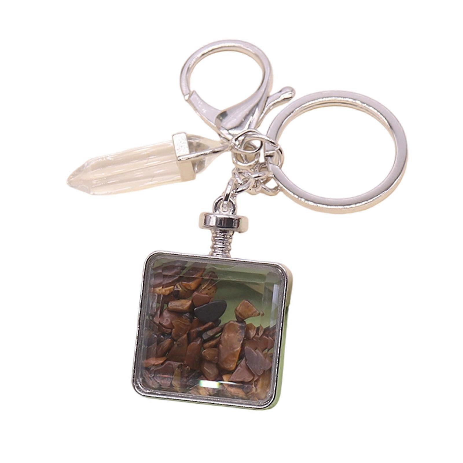 Multiple Designs Natural Stone Keychain With Photo Frame For Practical Use Multicolor