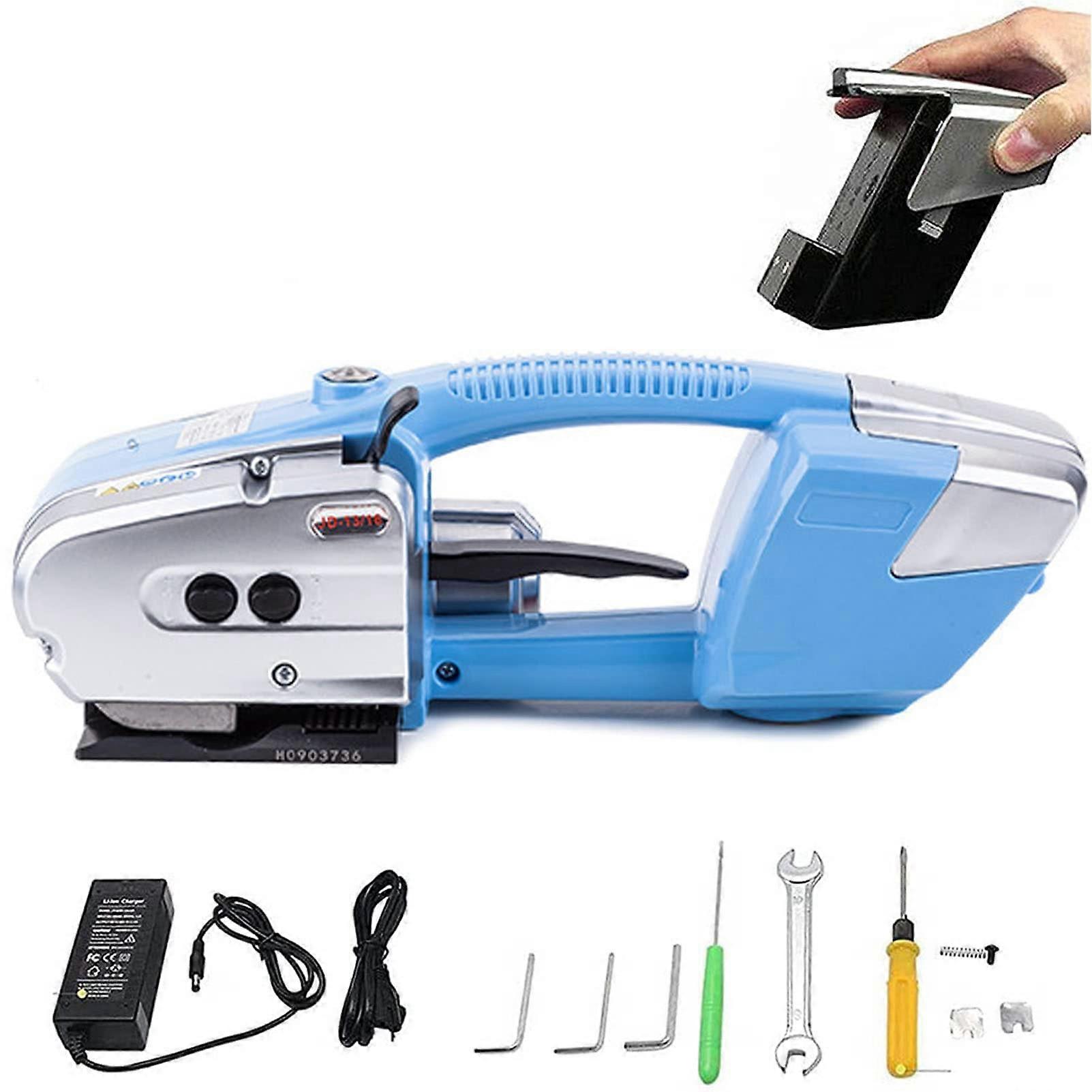 Battery Powered Electric Strapping Tool for PP PET Straps, Automatic Welding Cut, Adjustable Tension