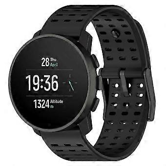 Pulseira de silicone macio para relógio Suunto 9 Peak Pro, Vertical e Race - Pulseira esportiva respirável - Fibra flexível premium, preta