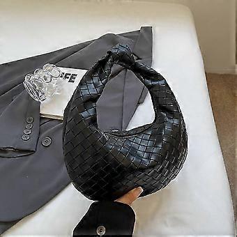 (Svart)Kvinnor Handväska PU Läder Vävd Fashionabla Knut Handväska Vävd Handgjord Handgjord Clutch Handväska