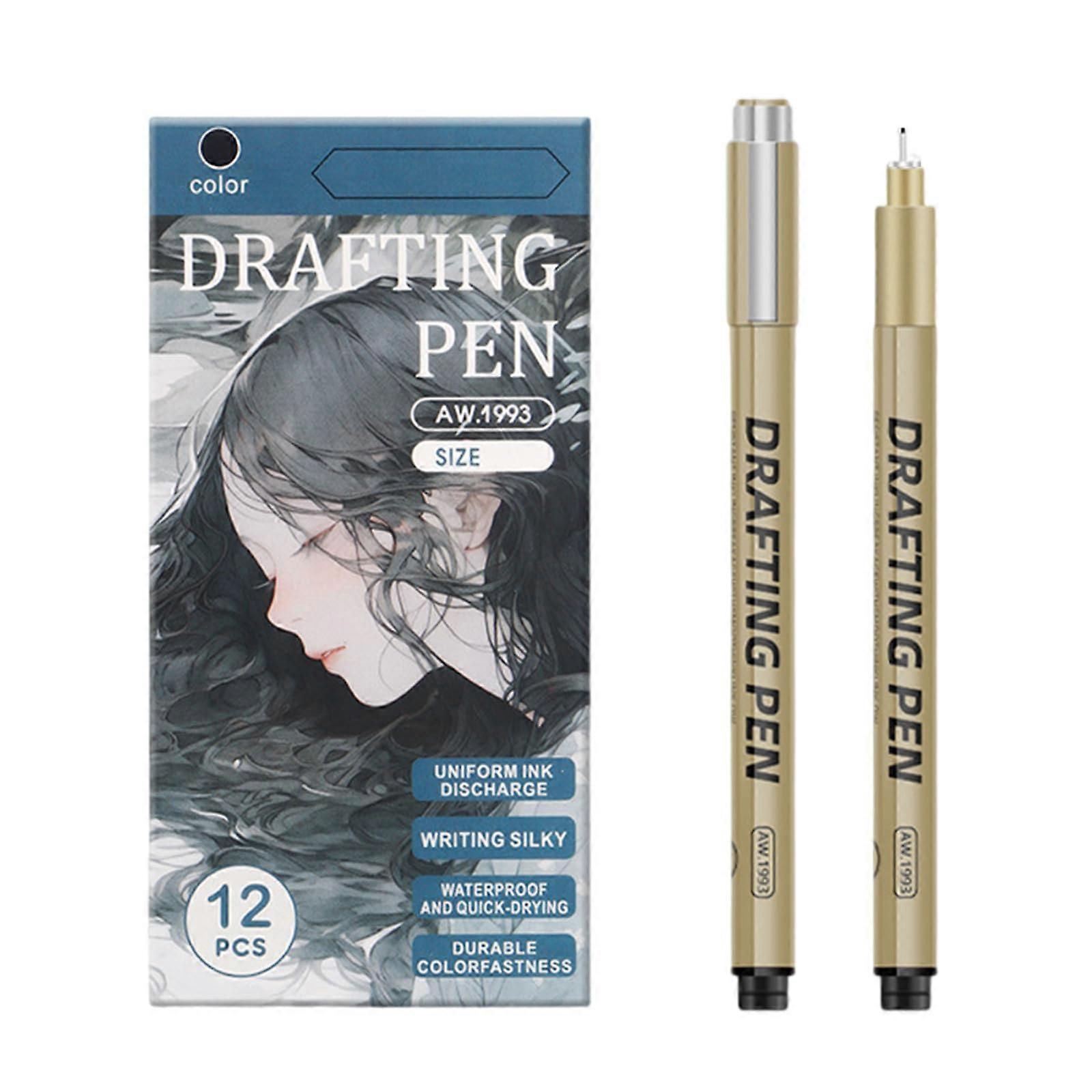 Fine Line Drawing Pen Set 6/9/12pcs Black Pens for Sketching, Writing and Architectural Drafting