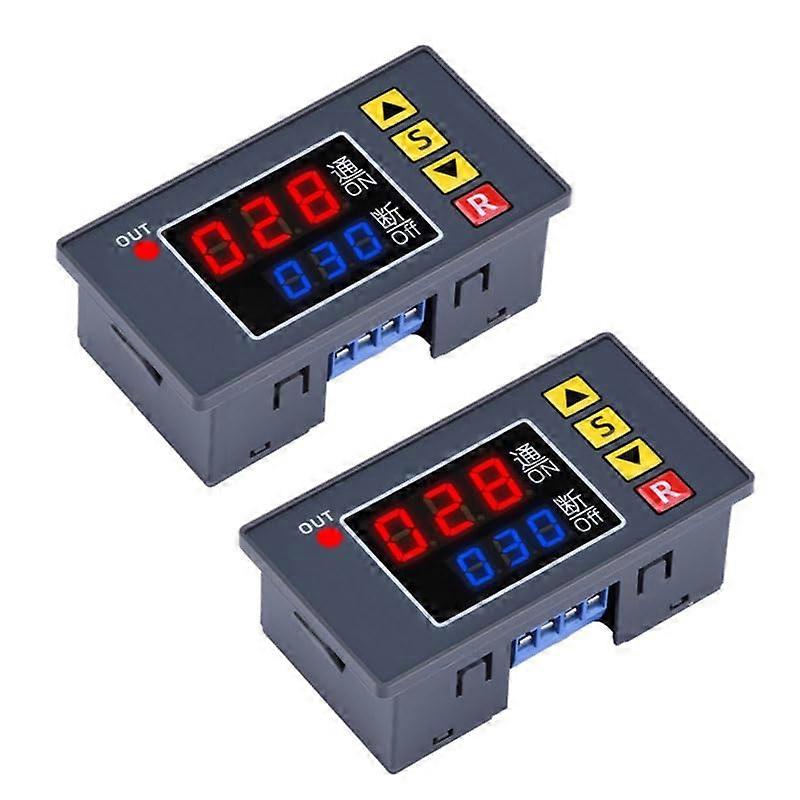 2Pcs DC 12V 20A Digital Timer Relay Switch with Programmable Cyclic Control for  Current