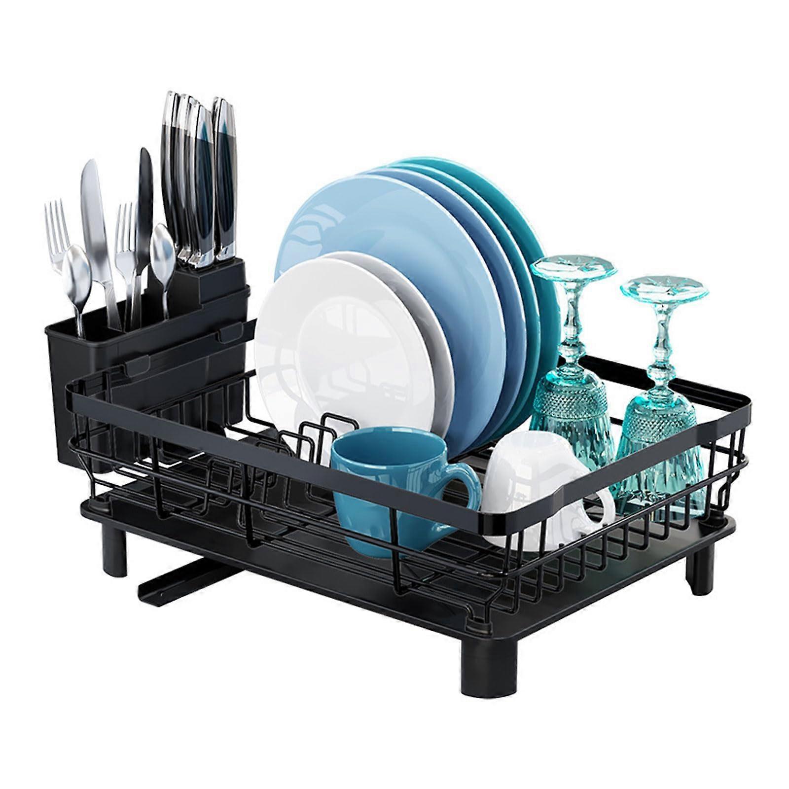 Leimezsty Large Capacity Dish Drying Rack with Removable Utensil Holder and Durable Iron Frame