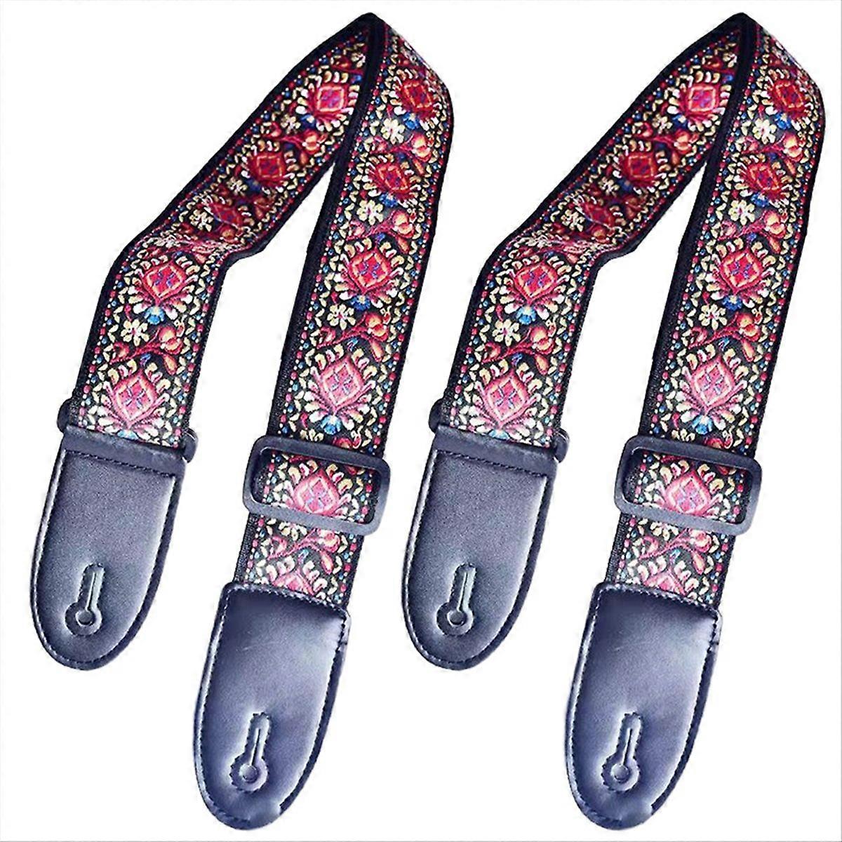 Red Pattern Fashion Printed Acoustic Electric Guitar Strap