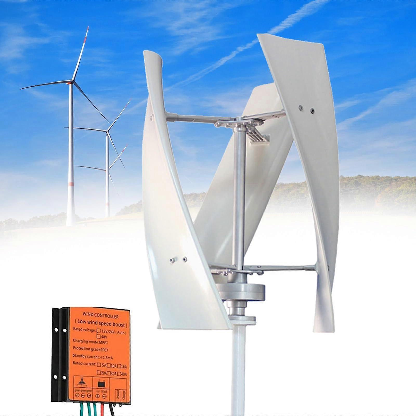 6000W Vertical Wind Turbine Generator Kit 24V with Controller Quiet Durable Blades for Home Use