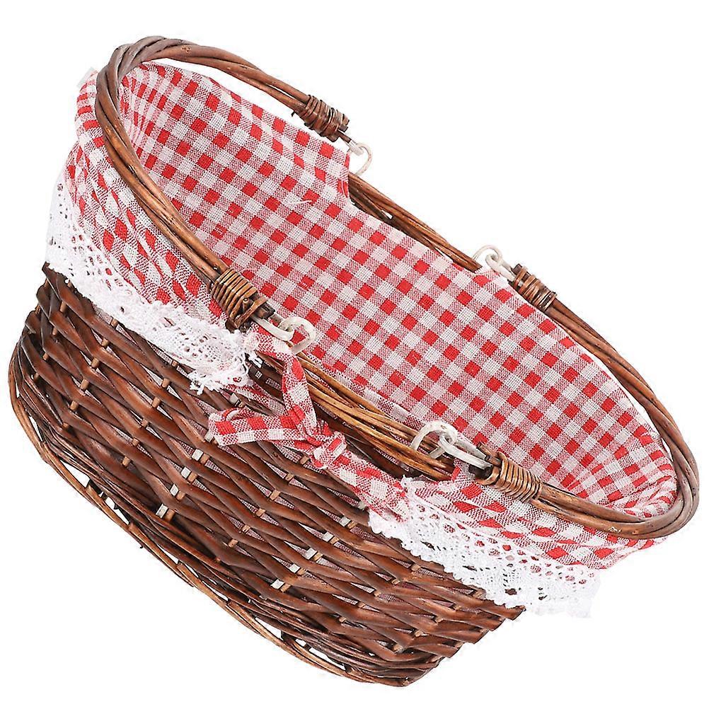 Woven Basket for Picnic Storage with Handle Lightweight