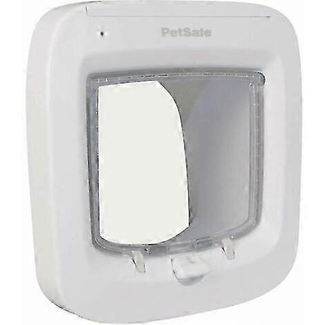 Microchip Cat Door Selective Access Easy Installation 4 Manual Locking Options Energy Efficient Windproof Convenient White (New Version)