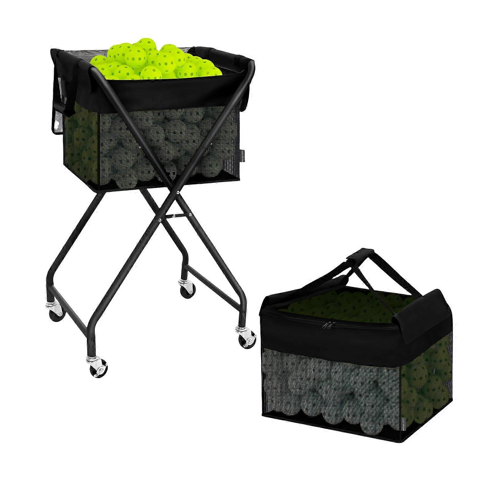 Tennis Practice Cart With Removable Ventilated Storage Bag And Space Saving Folding Design Multicolor