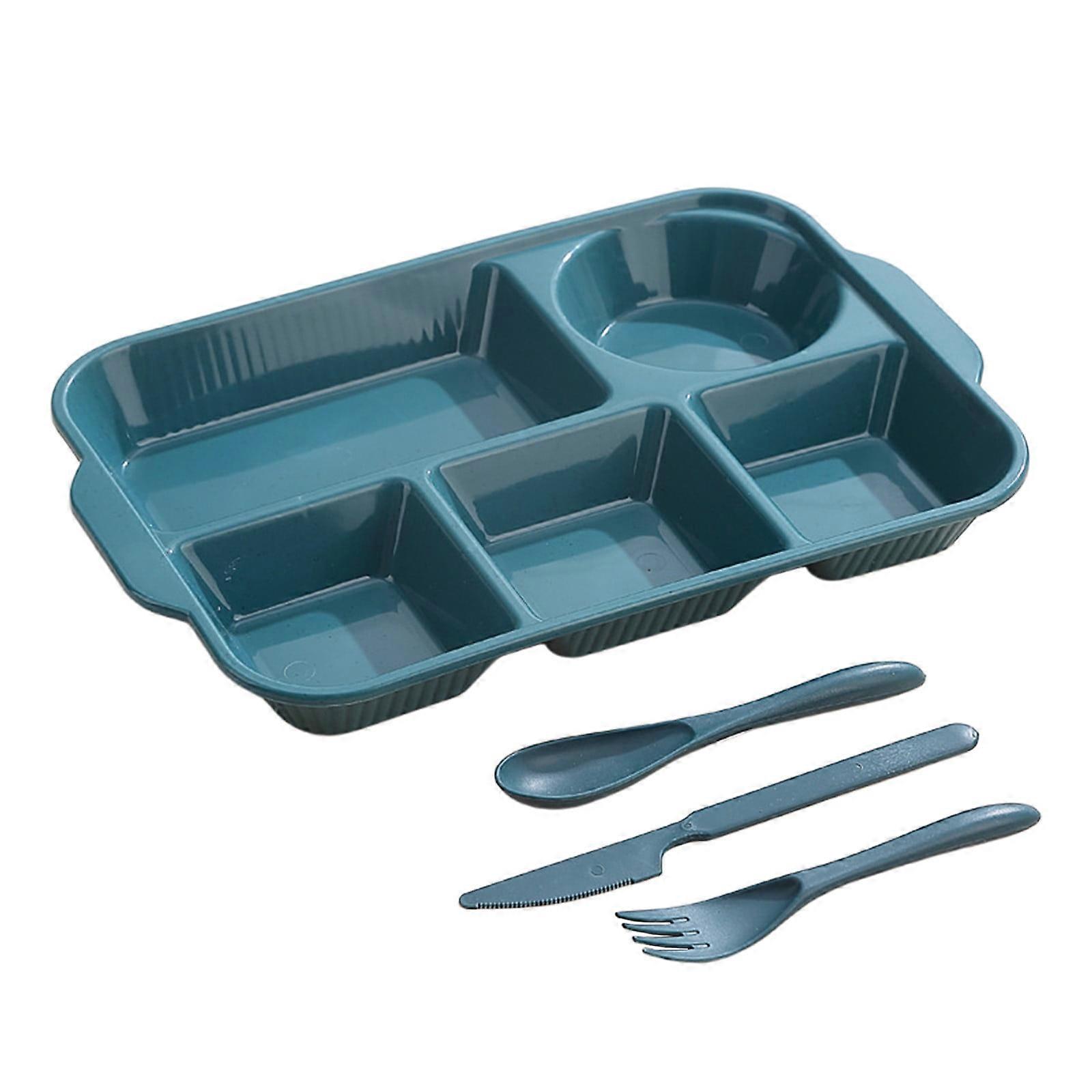 5-Compartment Divided Plate for Portion Control | Microwave & Dishwasher Safe | Stackable Plastic Tray | 1-Pack