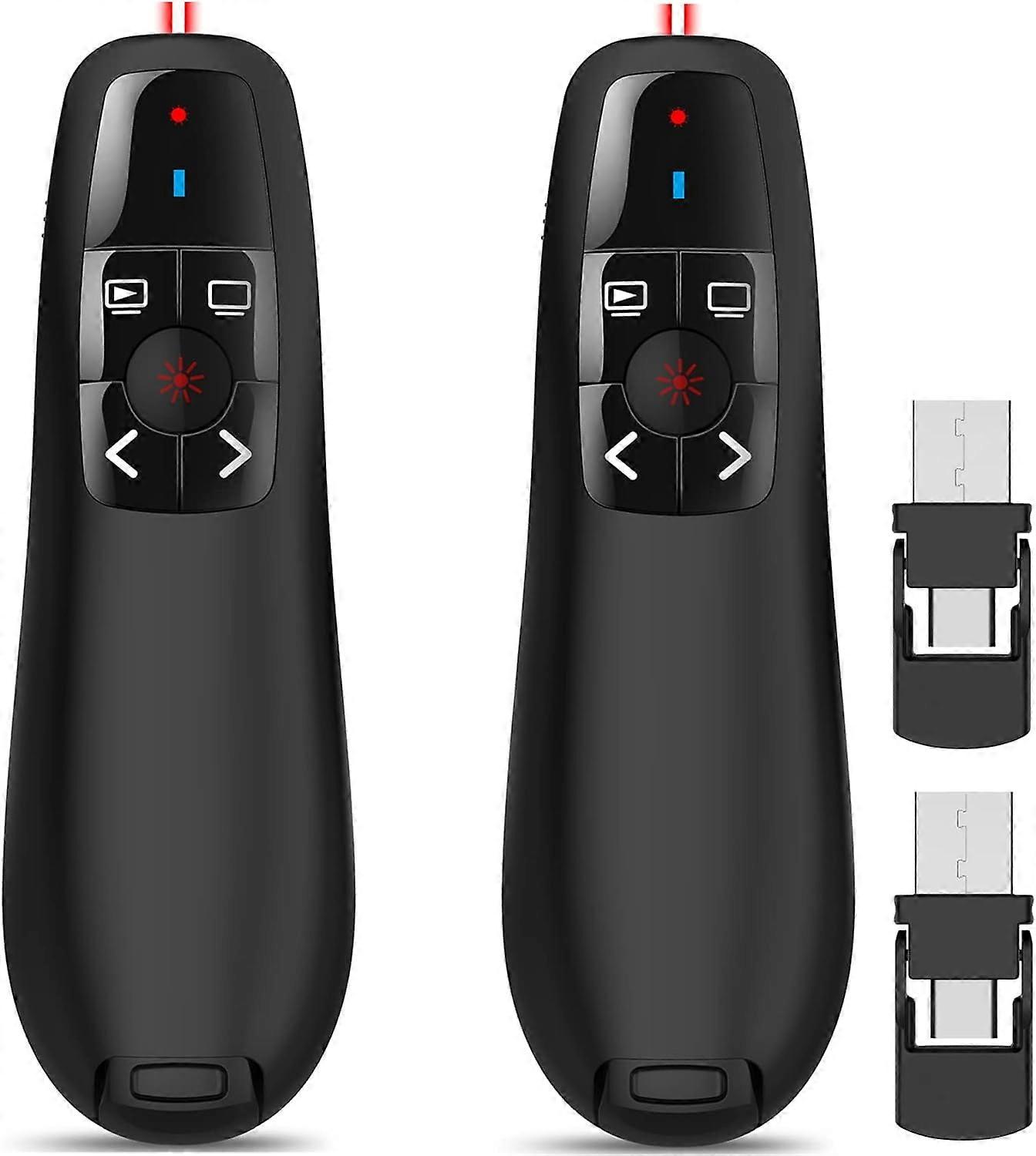 Wireless PowerPoint Remote Clicker w/ Red Pointer, 100ft Range, USB Plug & Play, Ergonomic, Compatible with PPT