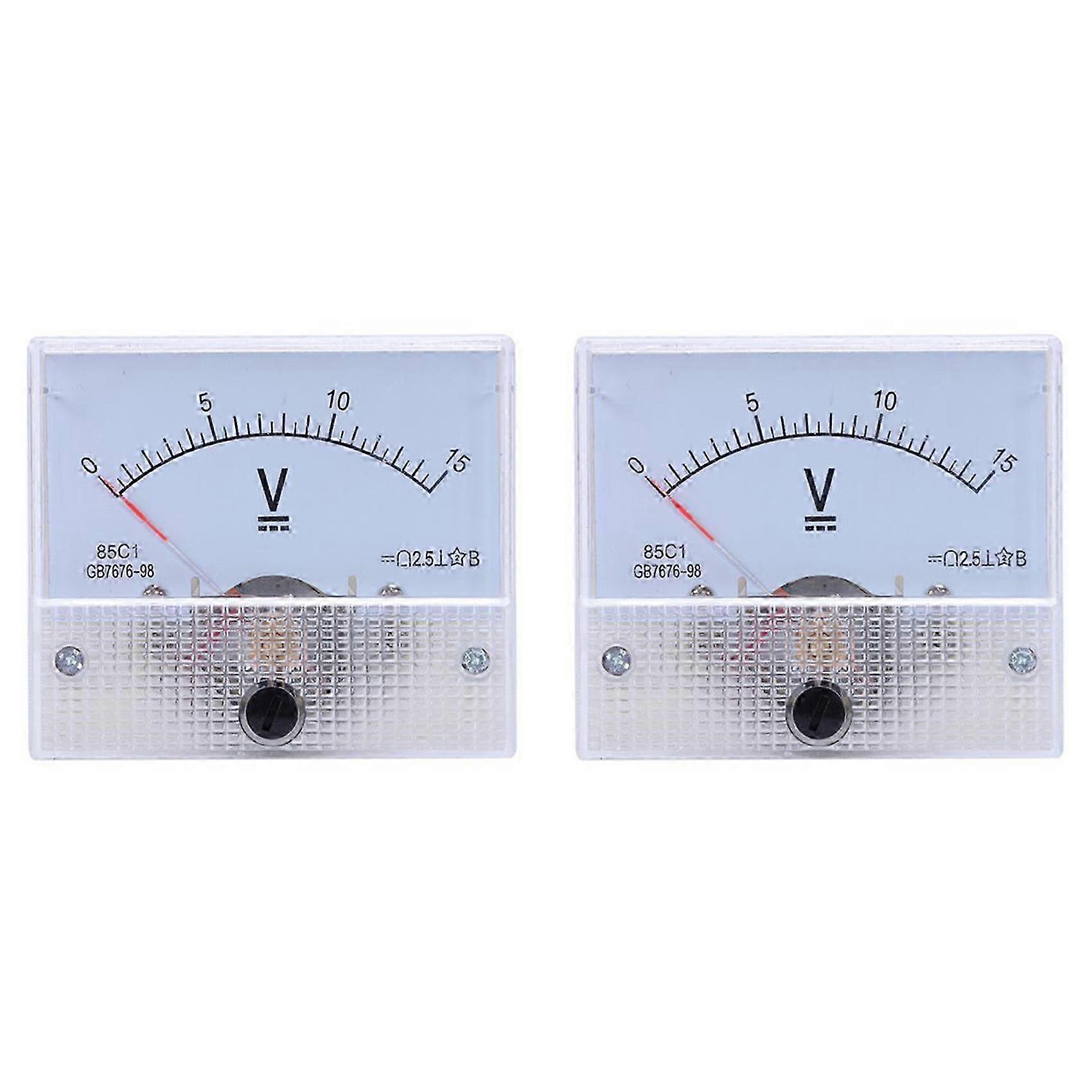 2X Pointer Type DC Voltmeter, 85C1 DC 0-15V Mechanical Analog Voltage Panel Meter