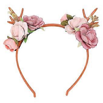 Modieuze bloem rendier gewei hoofdband bloemen slinger kroon voor partij cosplay bruiloft kerst