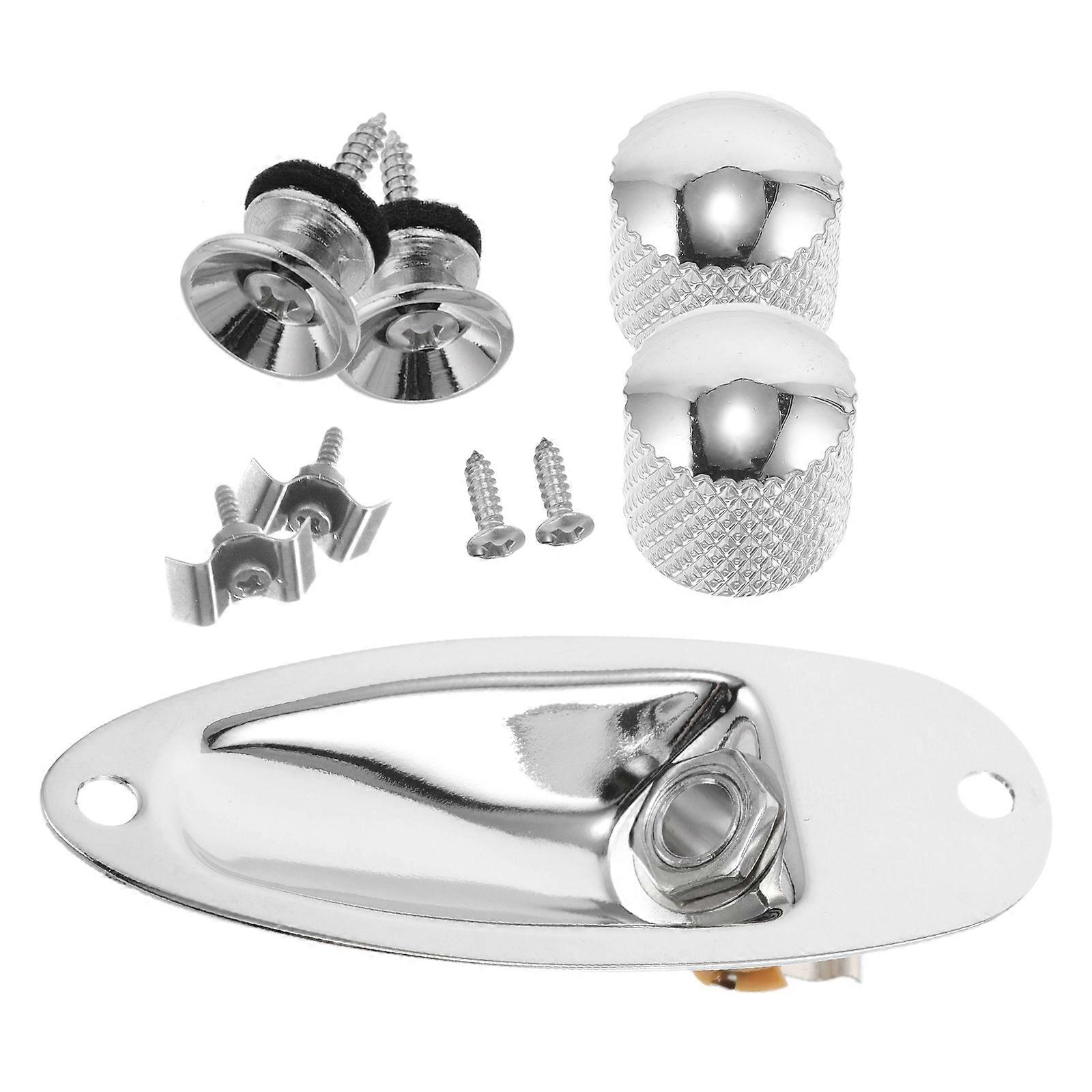 Electric Guitar Hardware Set: Electric Guitar Accessories Kit With Output Jack Socket Strap Buttons Volume Knobs Cap String Tree For Replacement