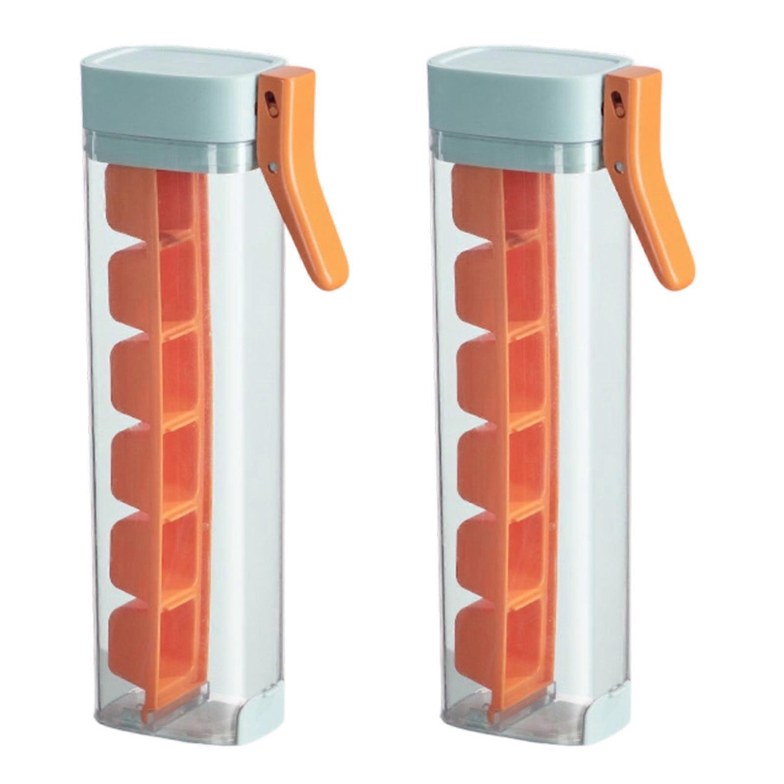 Modern 6 Section Ice Cubes Tray Produced For Effortlessly Single Hand Ejection Using Premium Nontoxic PP Materials  Orange