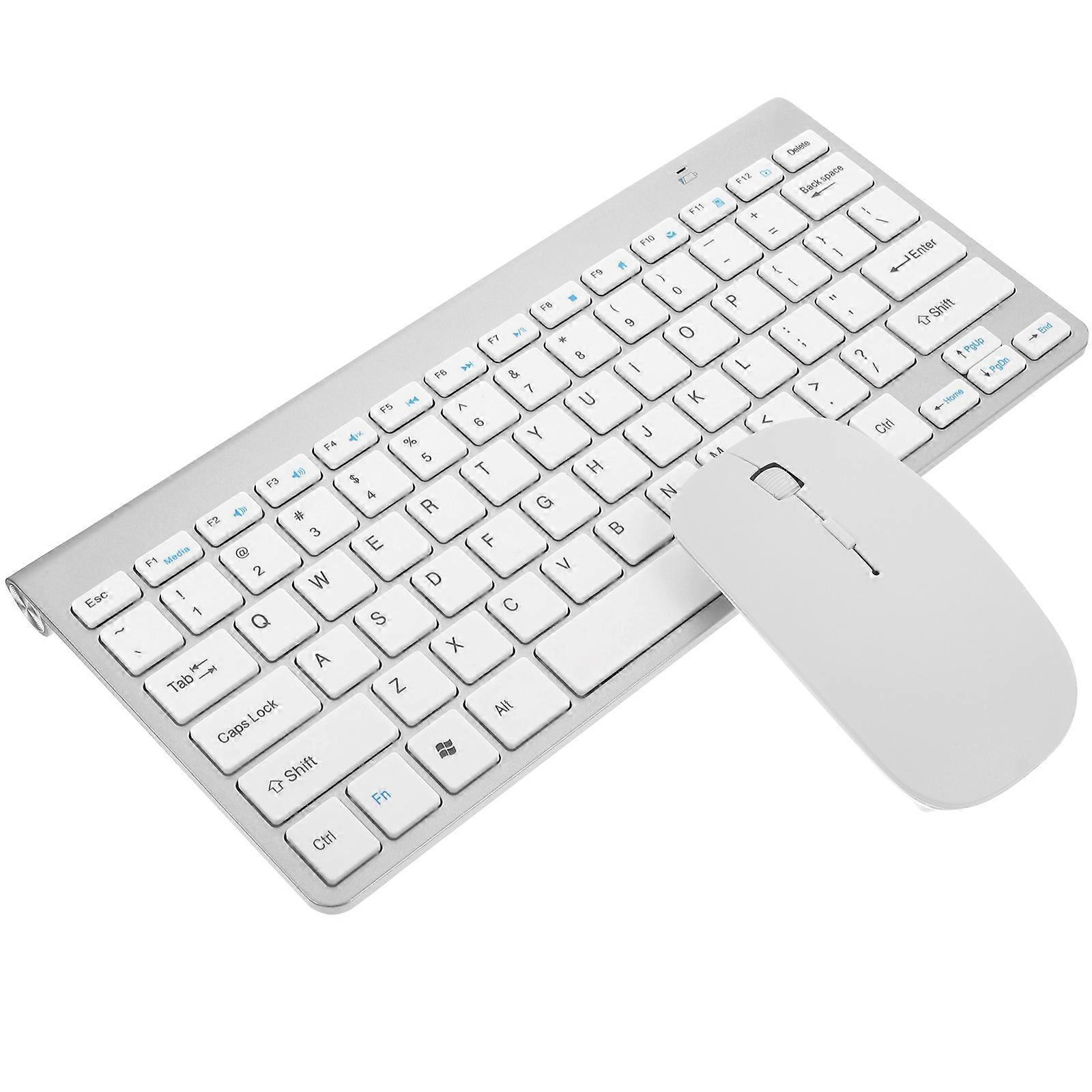Wireless Keyboard Mouse Combo for Pc Use 1Set Silver ABS Compact Multimedia