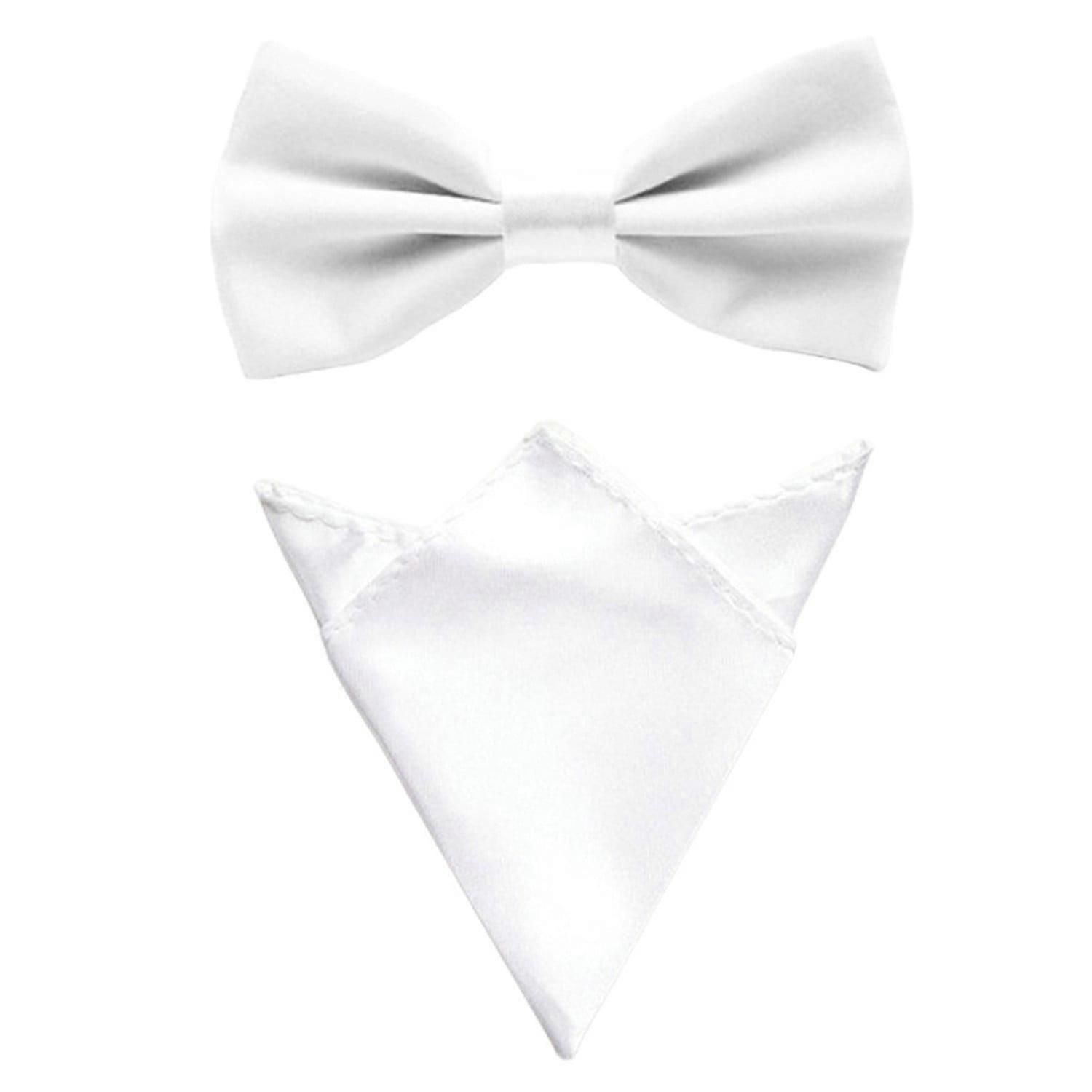 10 Sets Men's Satin Solid Bow Tie & Pocket Square Set