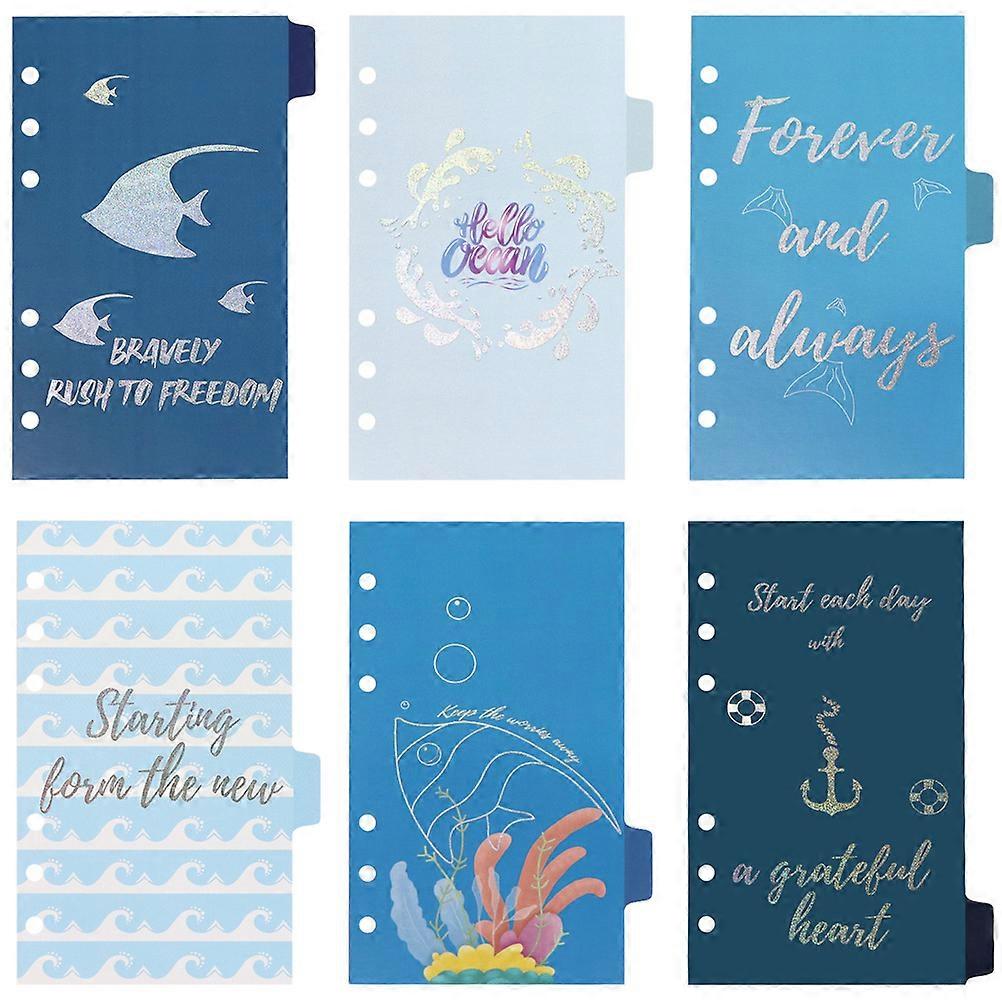 Divider Binder Paper for Notebook Use 6Pcs Ocean Style Set